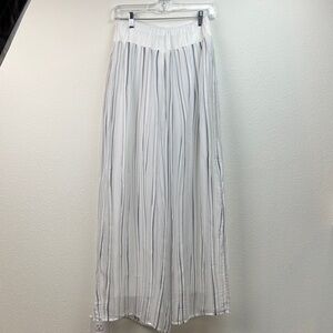 Tempo Paris silk sheer White, Gray, blue Striped palazzo pants with soft lining